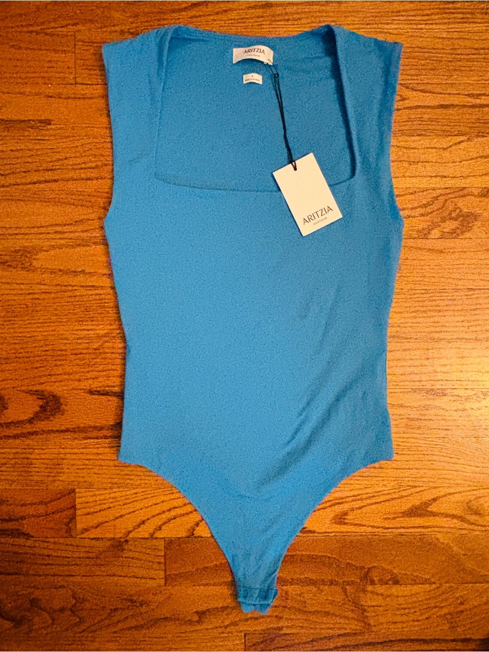Aritzia Bright Blue Square-Neck One-Piece Bodysuit